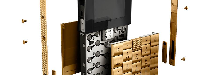 Exploded view of Aesir Gold Mobile Phone